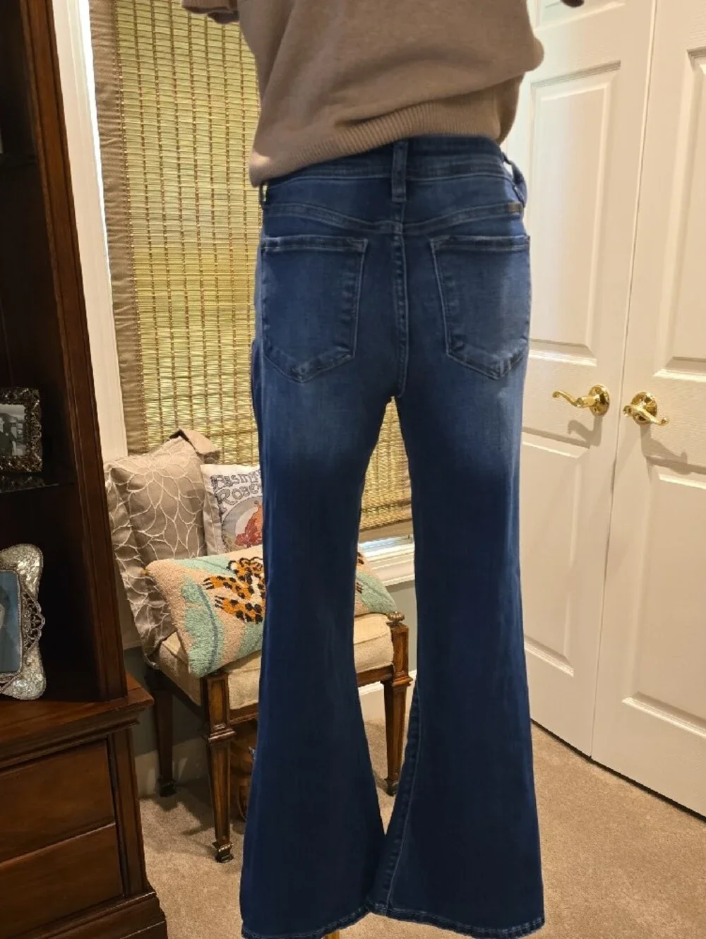 KanCan Dark Blue Distressed Flare Jeans - Picture 2 of 3